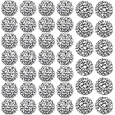 Loetere 40 Pcs 20 mm Rhinestone Beads Bulk Crystal Round Disco Ball Chunky Bubblegum Beads for Pens Bracelets Charms Craft European Style Jewelry Making Supplies Christmas(Silver)
