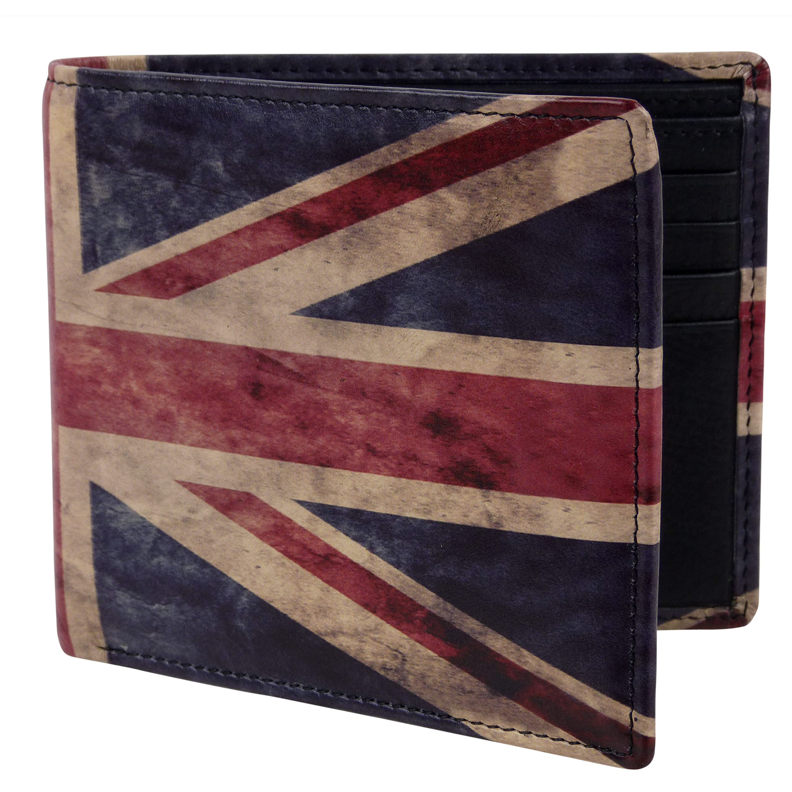 Mala Leather Mens Slim Wallet Union Jack Kalmin Collection, Multi Colour