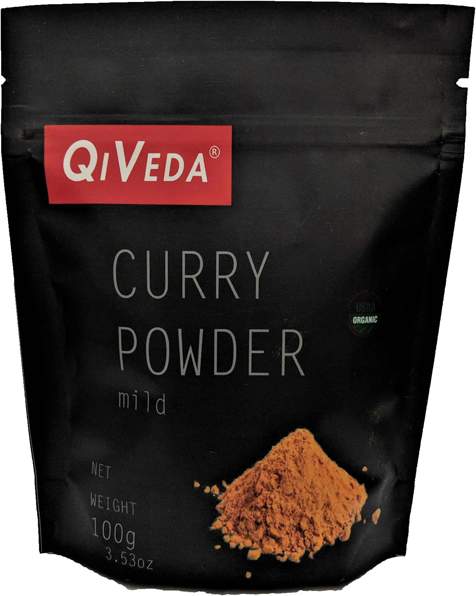 QiVeda Mild Curry Powder | USDA Organic | 100 gram (3.53oz) [Salt/Gluten Free]
