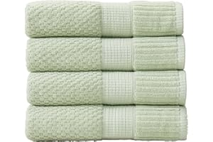 NY Loft 100% Cotton 4 Pack Bath Towel Set| Super Soft & Absorbent Quick-Dry Bath Towels 30" x 52" |Textured and Durable Cotton | Trinity Collection (4 Pack, Sage)