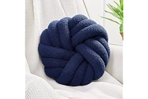 Uvvyui Knot Pillows, 14 Inch Decorative Throw Pillows Round Pillows Cushion, Soft Handmade Knotted Ball Pillow Plush Cushion Home Decor for Bed Couch Living Room (Navy, 14 Inch)