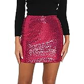 GUANYY Women's Sequin Skirt High Waisted Stretchy Bodycon Pencil Mini Sparkly Skirts Night Out Party