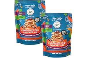 HIDDEN FOODS CO. Hidden Foods Chocolate Pancake Mix with Monk Fruit – Chocolate Chip Pancakes Perfect Breakfast - Fiber and Protein Choco Pancake Mix with Wheat & Oat Flour Blend of Vegetables - Waffle Mix 2 Pack