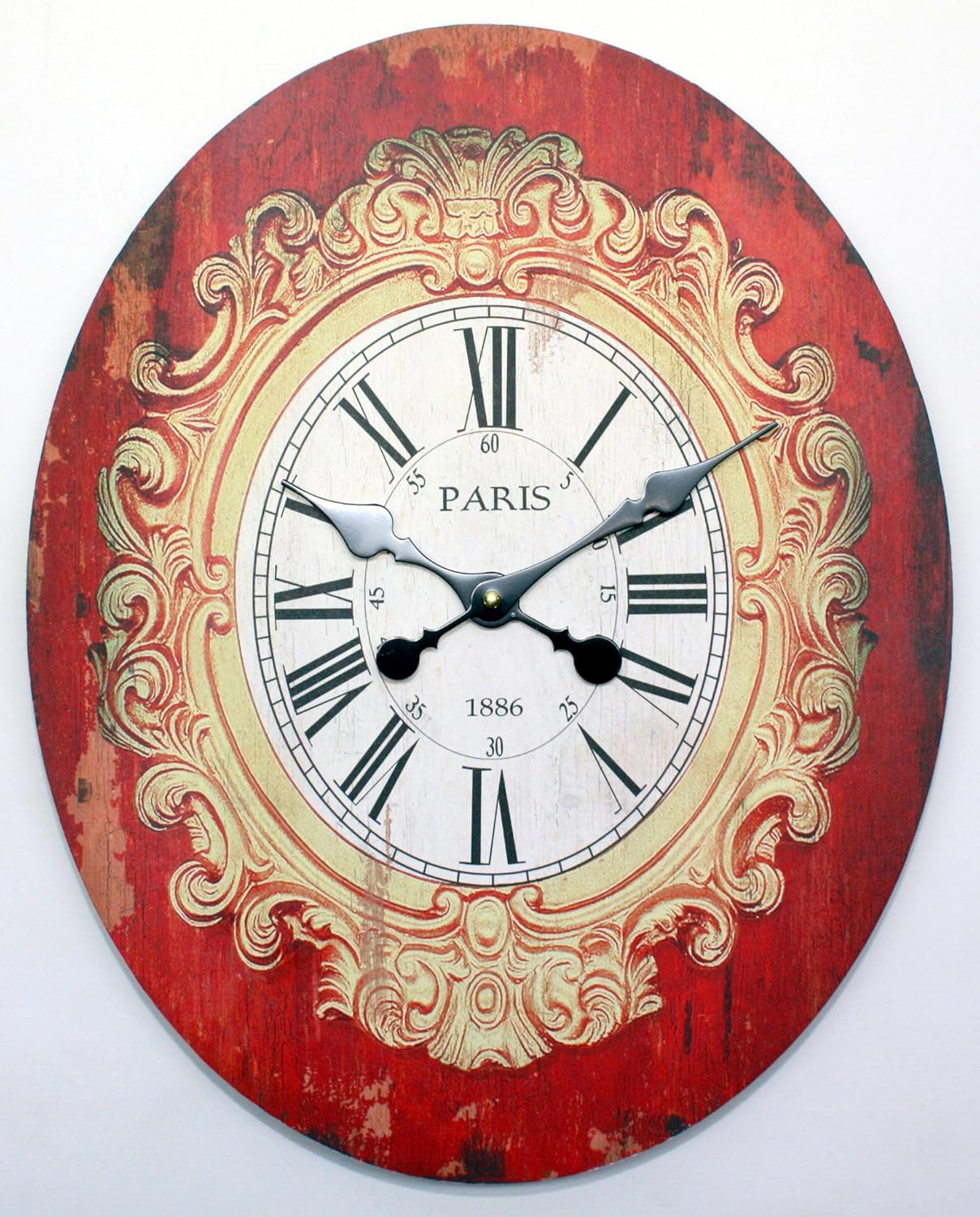 "Paris" Oval French Vintage Style Wall Clock Amazon.co.uk Kitchen & Home