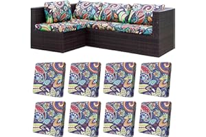 BIETYONE 8Pcs Stretch Patio Cushion Covers Outdoor Cushion Covers,for Outdoor Couch Cushion Covers Replacement,Outdoor Sofa Covers Patio Slipcovers Couch Cover,Washable Furniture Cover (Rococo, Cover Only)