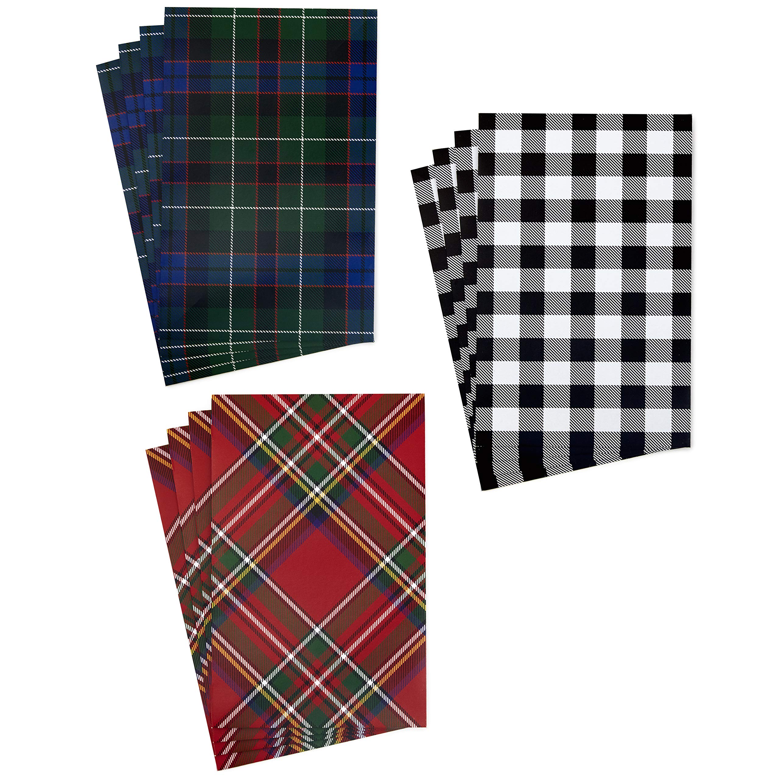 Hallmark Medium Gift Boxes with Lids (12 Shirt Boxes, 3 Designs: Buffalo Check, Red Plaid, Green Tartan) for Christmas, Holiday Parties, Hostess Gifts, Father's Day