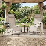SUNMER Sun Lounger Set of 2 Zero Gravity Chairs with Cup Phone Holder Grey view 5