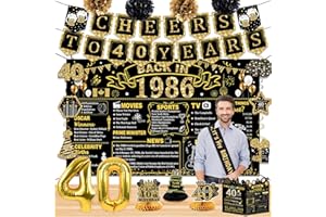40th Birthday Decorations for Men Women, 1986 Birthday Party Decorations, Including 1986 Banner, Honeycomb Topper, Balloons, 