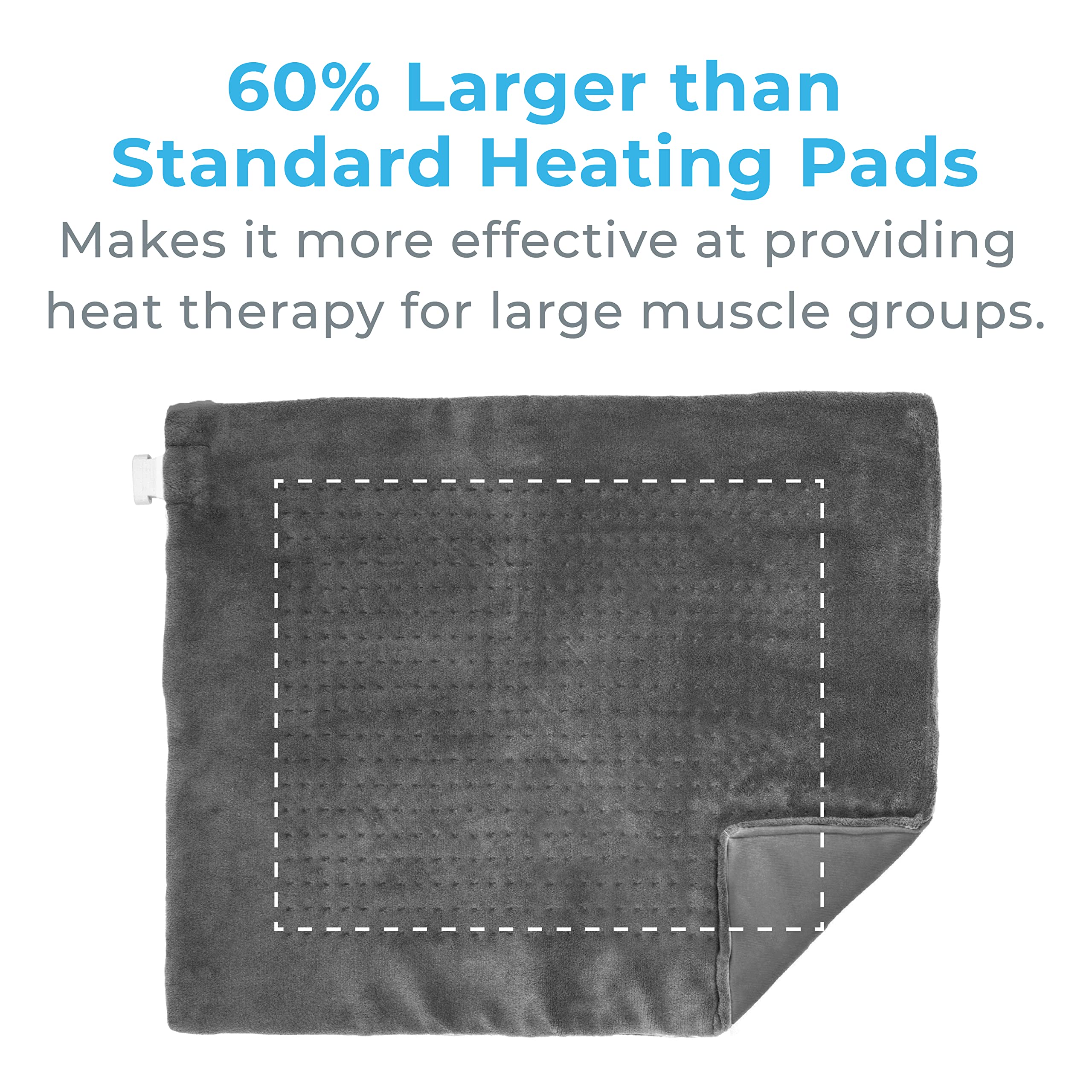 Pure Enrichment PureRelief Ultra-Wide Microplush Heating Pad - 20” x 24” XXL Size & 6 Heat Settings for Temporary Neck, Shoulder & Back Pain Relief - Moist Heat Option & Machine Washable (Gray)