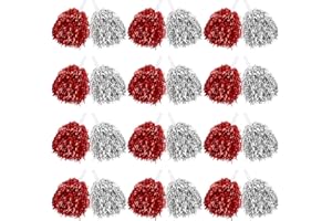 VAIPI 60 Pcs Cheerleading Pom Poms Bulk Cheer Pom Poms Sets Metallic Foil Fun Spirited Cheer Pom Poms with Plastic Handles, Cheerleader Pompoms for Kids Adults Sports Match Cheering Squad