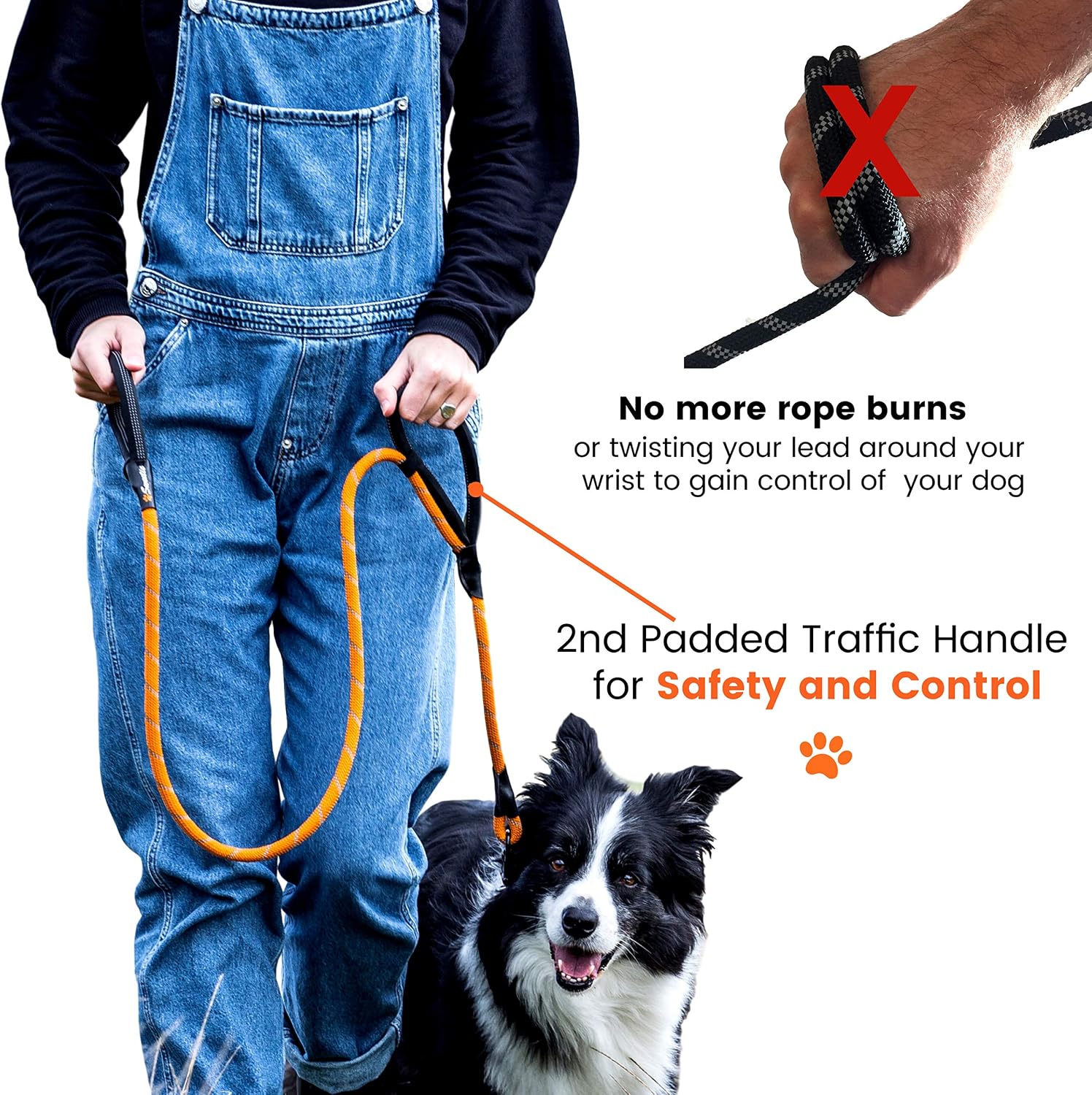 Sweetie Rope Dog Lead, Innovative Design with Two Padded Handles, Reflective Stitching & O-Ring - Image 4
