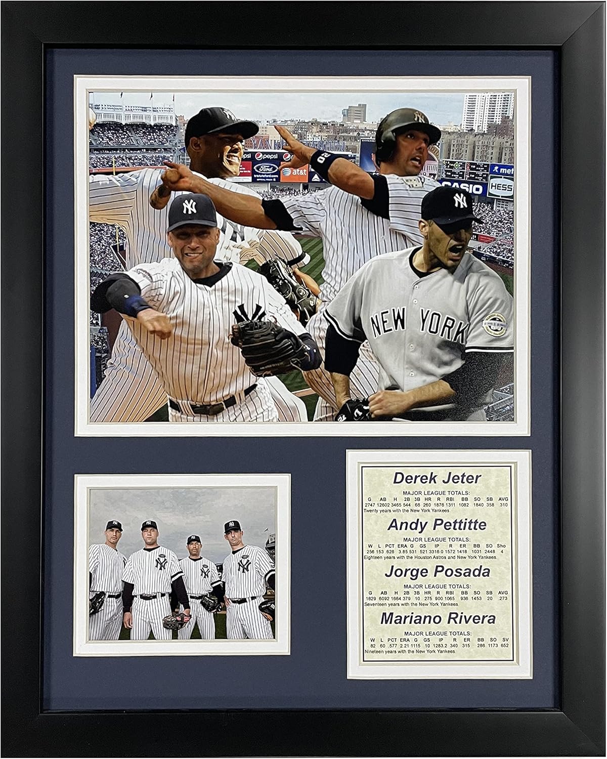 Photographs - New York Yankees 2009 Baseball World Series Core 4 Collectible, Framed Photo Collage Wall Art Decor - 12