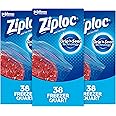 Ziploc Freezer Bags with New Grip 'n Seal Technology, Quart, 38 Count, Pack of 3 (114 Total Bags)