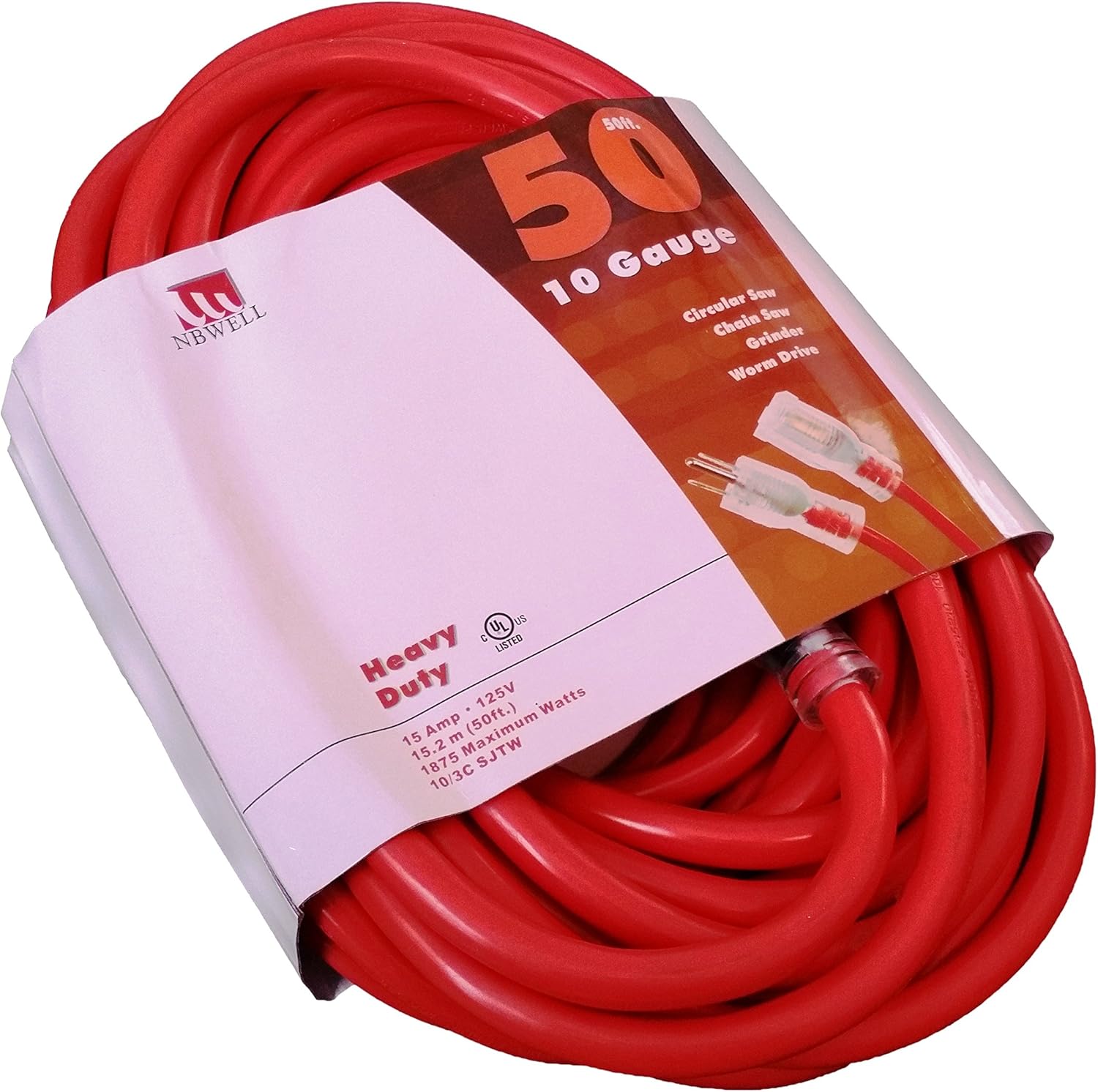 Home & Garden 50 Ft Premium Grade 10 Gauge Triple Tap Plug Extension