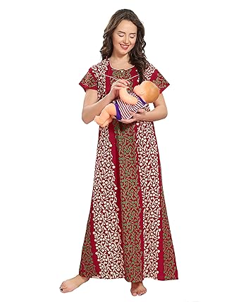 AV2 Women's Cotton Maternity and Feeding Nighty