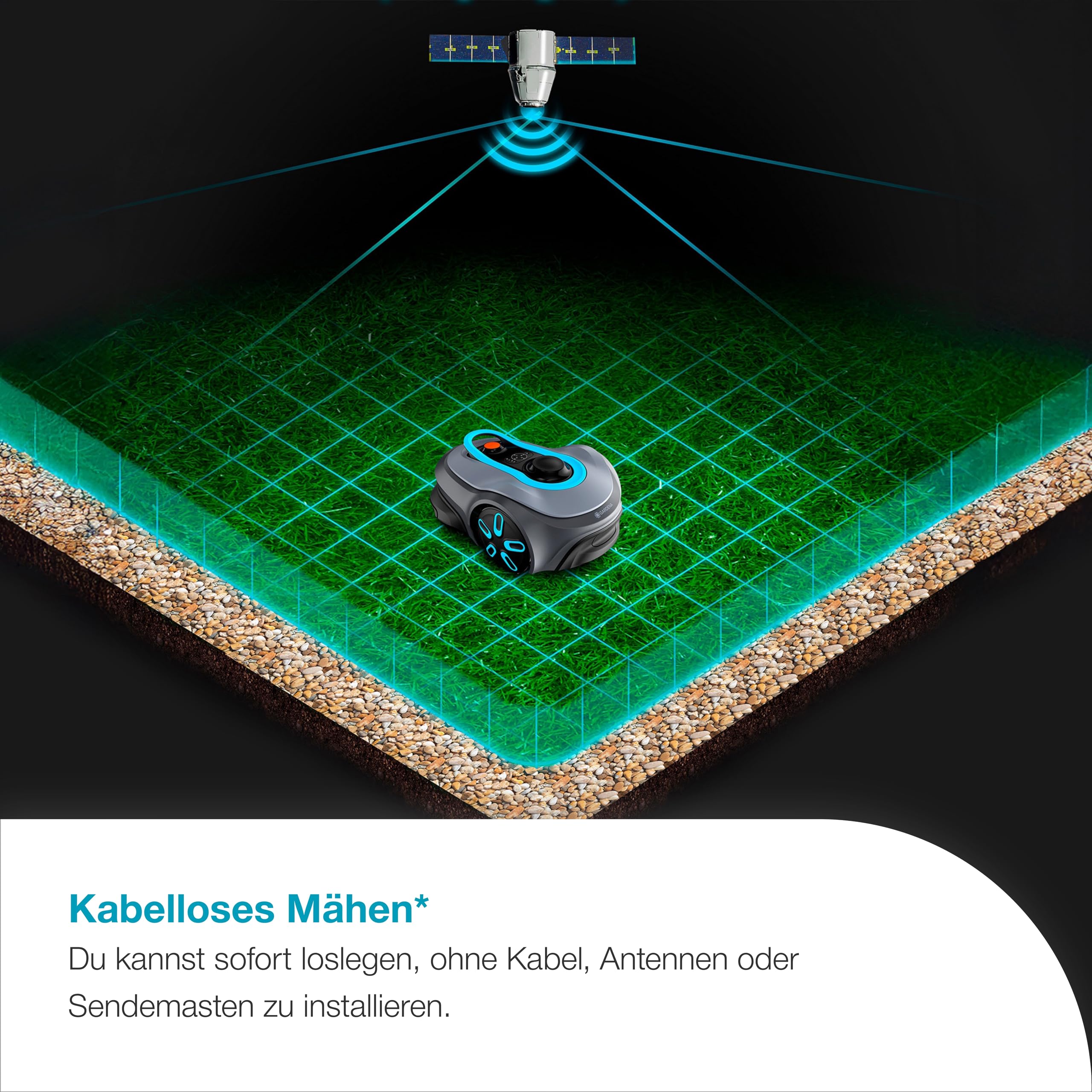 Gardena smart SILENO Free Set 600 m² Mähroboter, kabellos, für Rasenflächen bis 600 m², LONA Intelligence, ohne Begrenzungskabel, leiser Betrieb, intelligenter Mäher mit App Steuerung (19921-20) 2