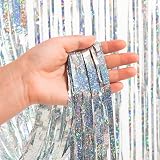 Silver Foil Curtain Backdrop 2 Pack 1x2.5m Tinsel Fringe Decor view 3