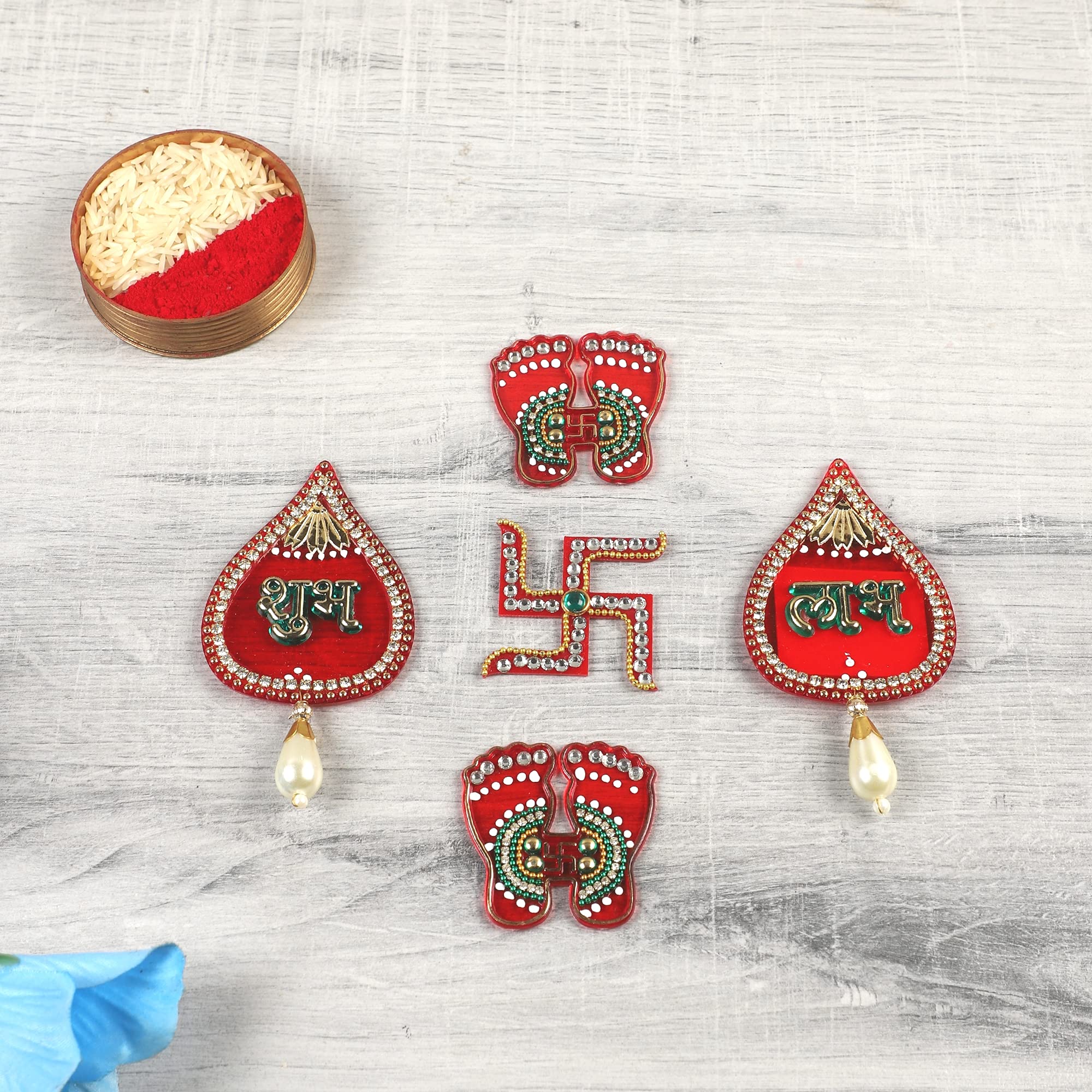 Itiha Shubh Labh Hindu Swastika Lakshmi Feet Door decoration/Door Hanging/Diwali Decoration - 3 inches