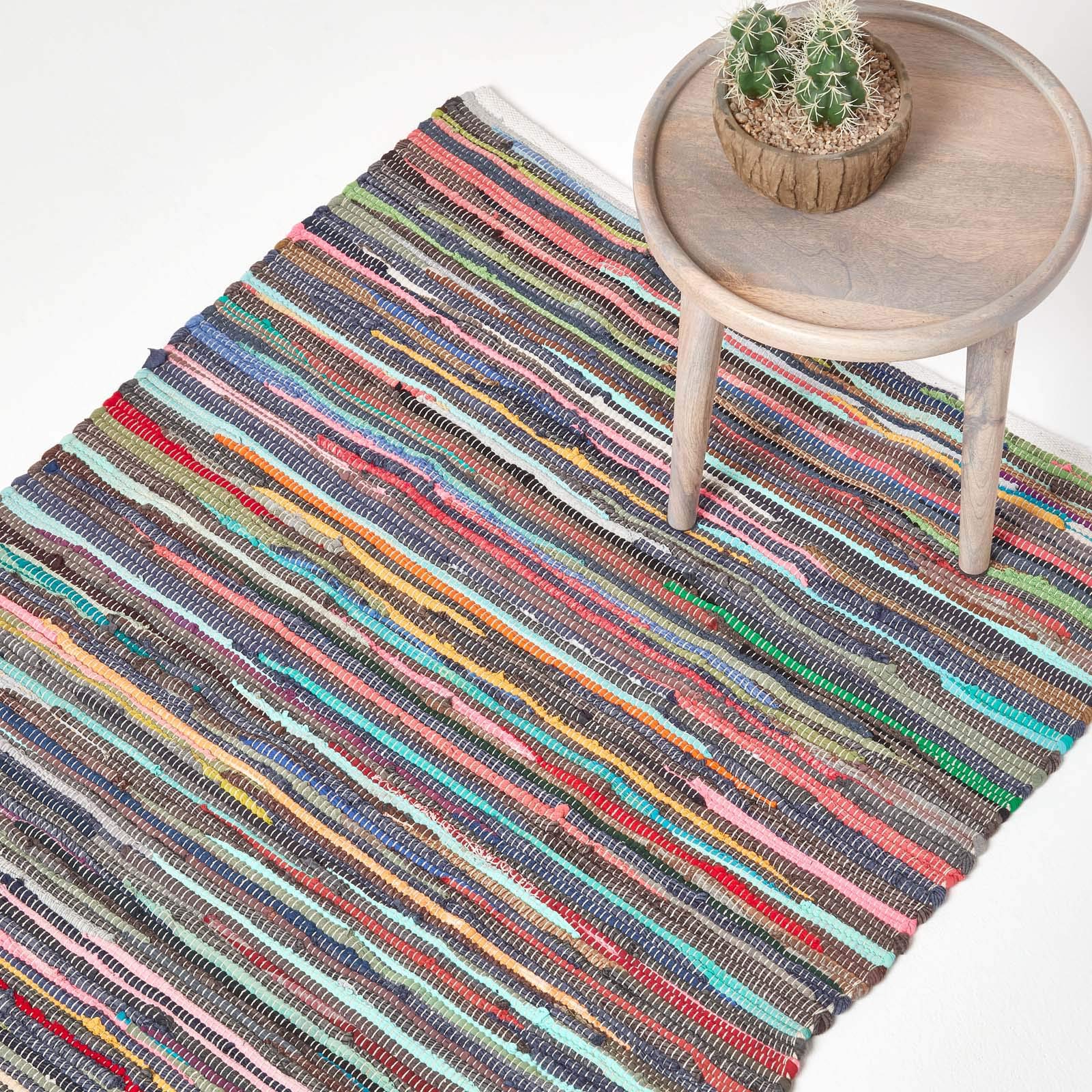 Homescapes 100 Recycled Cotton Chindi Rug 90 X 150 Cm 3 Ft X 5 Ft Multi Coloured Stripes On White Base Buy Online In Cayman Islands At Cayman Desertcart Com Productid