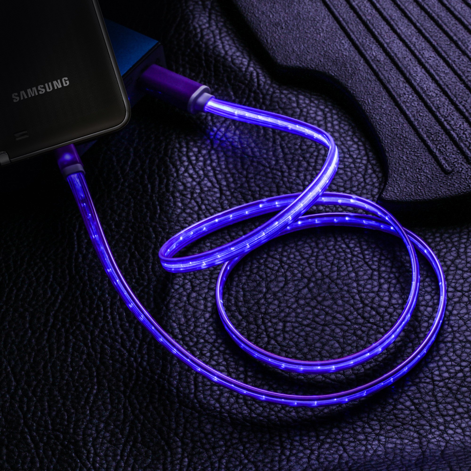 Micro USB Charger Cable, Bambud 3 ft Flowing LED Light Up USB to Micro USB Cables Sync and Charging Android Cable Cord for Samsung, HTC, Motorola, Nokia, Android, and More