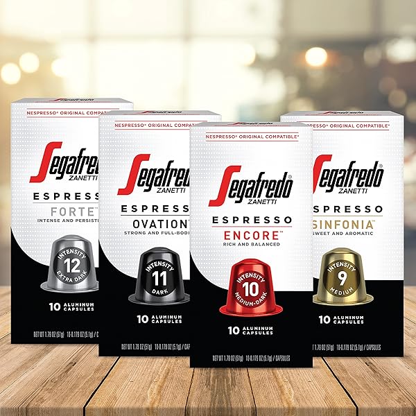 SEGAFREDO ZANETTI ESPRESSO CAPSULES – ALUMINUM PODS FOR NESPRESSO ORIGINAL MACHINES – MEDIUM-DARK ROAST PREMIUM ESPRESSO WITH A RICH AROMA – BALANCED, INTENSITY 10 – ENCORE, 10 COUNT