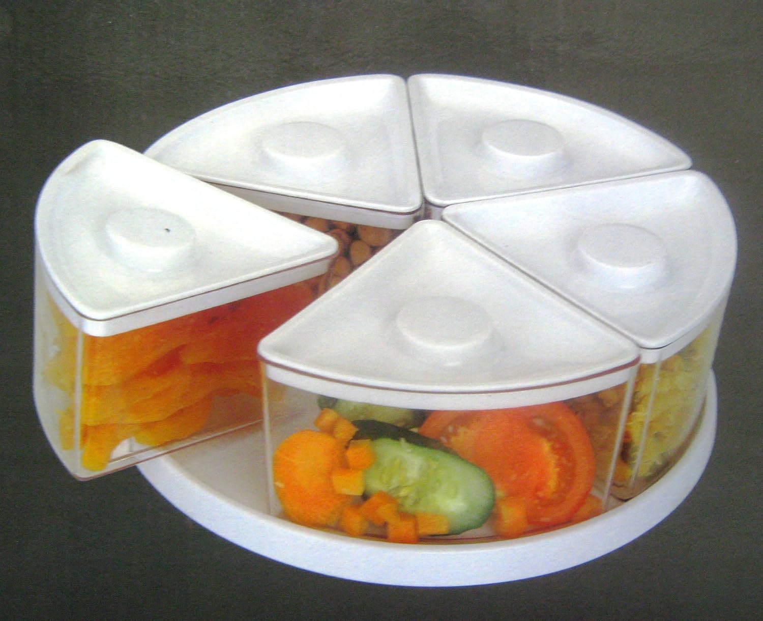 Round Kitchen Revolving Multi Compartment Vegetable Pickle Dry Foods