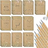 Ctosree 120 Pcs Christian Gift Bulk for Women Bible Verse Notebook Prayer Journal Inspirational Ballpoint Pen Notepad Easter Religious Favor Gift Church Pastor's Wife Sunday School Women's Day (Brown)