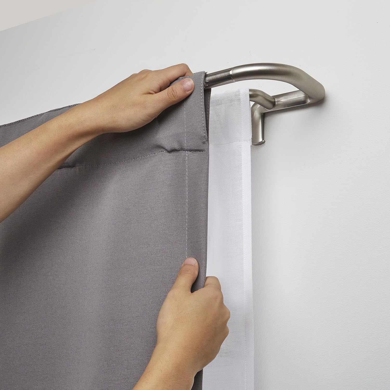 Umbra Twilight Double Curtain Rod Set – Wrap Around Design is Ideal for Blackout or Room Darkening Panels, 48-88, Nickel: Home & Kitchen