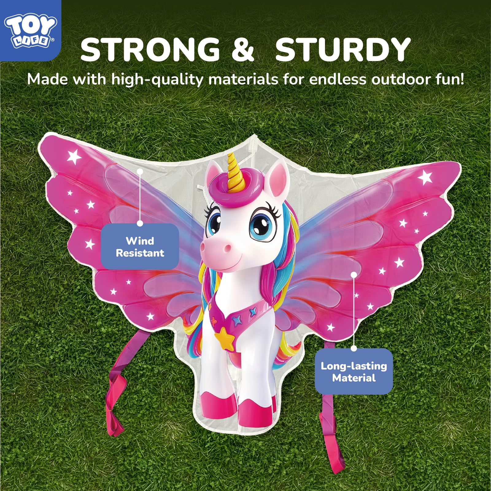 TOY Life 48.4'' Giant Girls Kites Easy to Fly for Kids Adults with 328.1 FT String, Beach Kite Outdoor Game Outside Toys Activity, Toys for Girls, Gift for Girls Ages 4-8