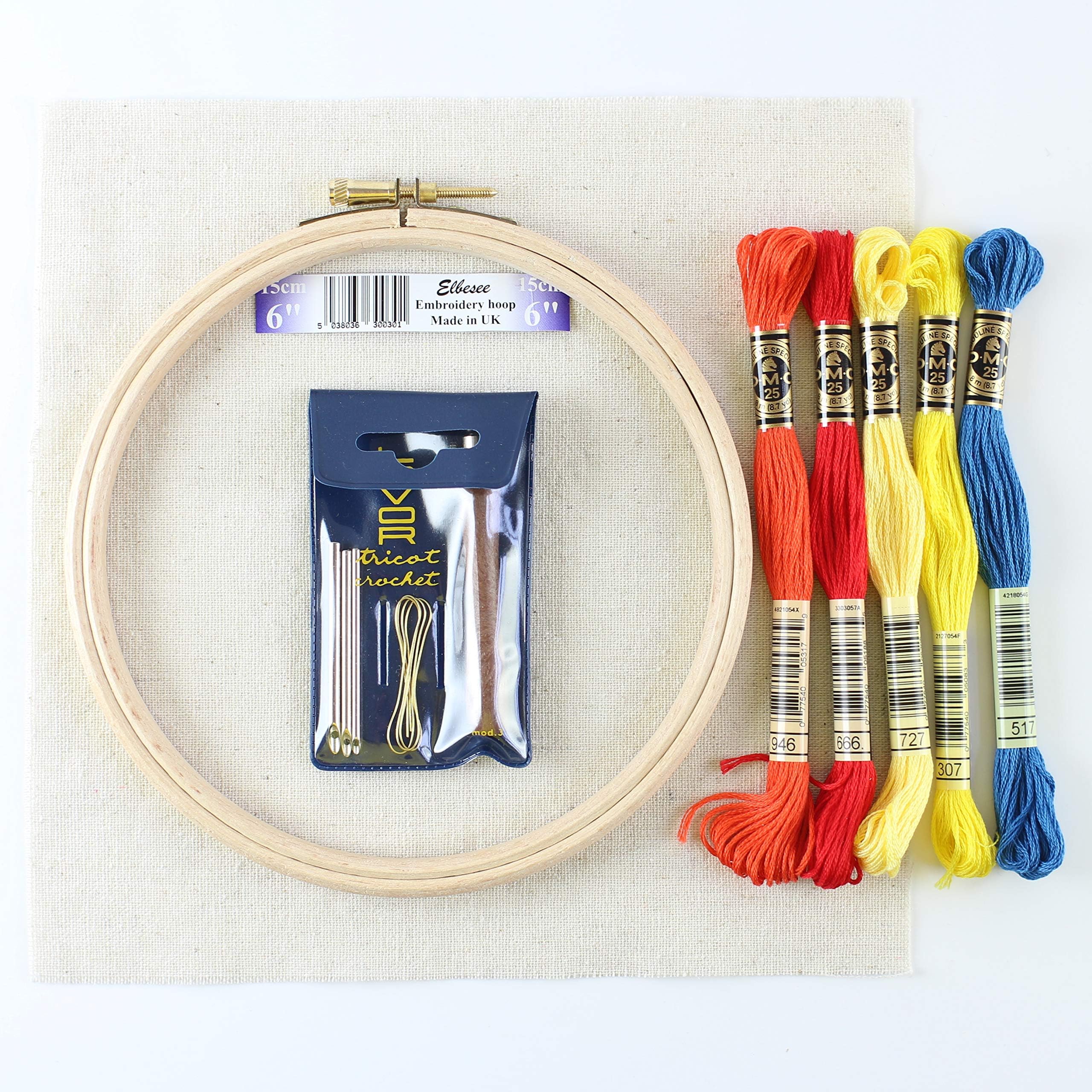 Starter kit for Punch Needle Embroidery (6" Hoop /5 Threads)