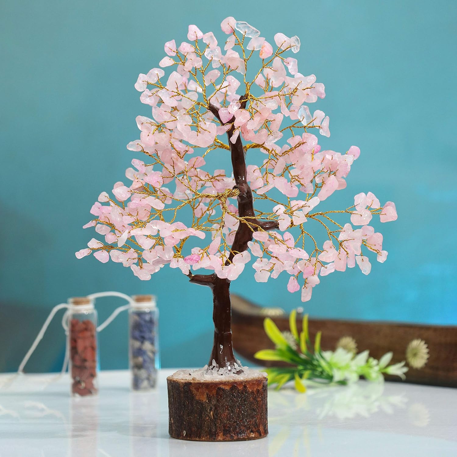 Rose Quartz Crystal Tree Cute Room Decor and Pink Home Decor Healing crystals Tree of Life Chakra Tree Birthday Gifts for Women Mum Her Sister House warming Gifts New Home Spiritual Presents Gift - Image 4