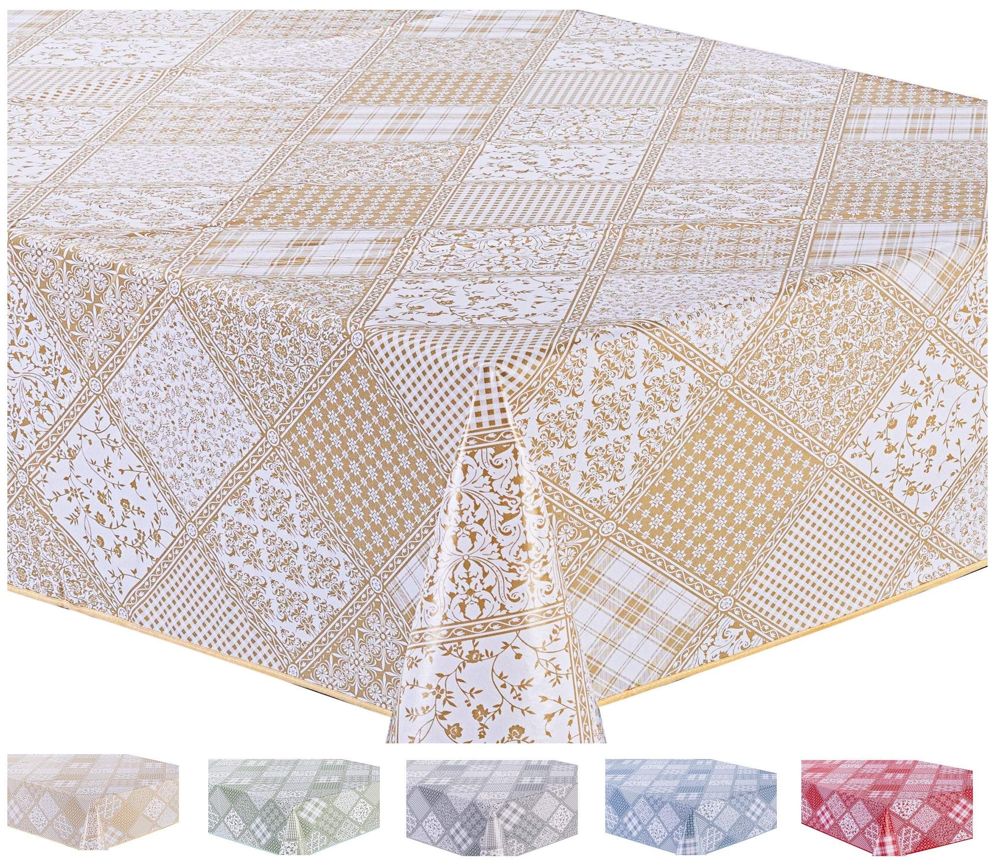 Home Direct Large Rectangular Oilcloth PVC Wipe Clean Tablecloth Table Cover 140cm x 240cm 55x94 Beige