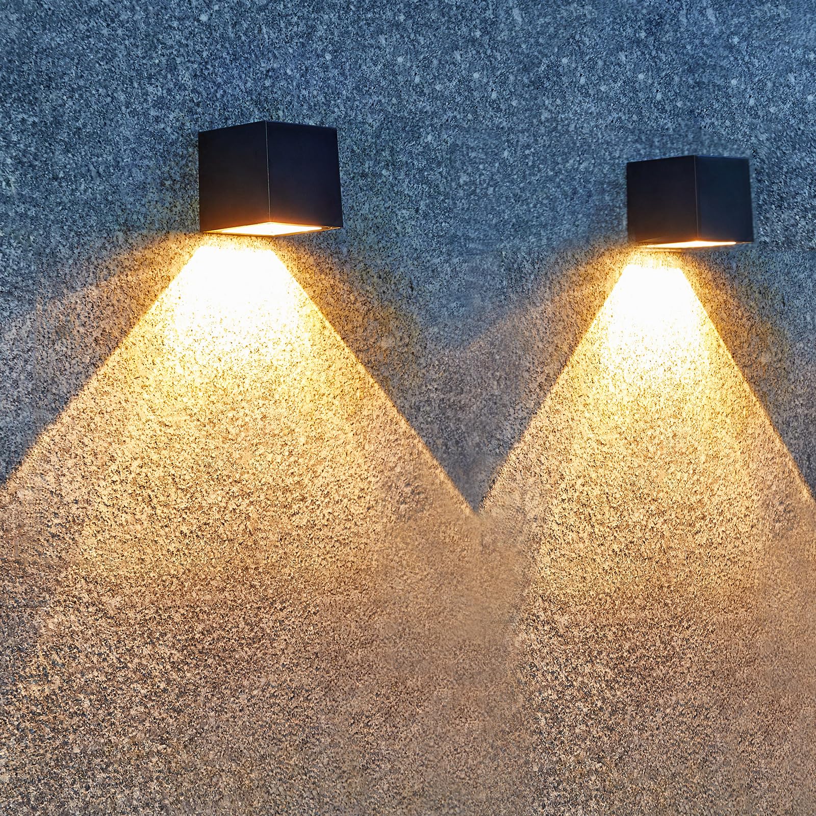 Photo 1 of LUHLEE Solar Wall Lights Outdoor, Modern Square Solar Wall Sconce IP65 Waterproof, Solar Outdoor Lights for Patio, Porch, Garden, Backyard, Fence Decor (2 Pack)