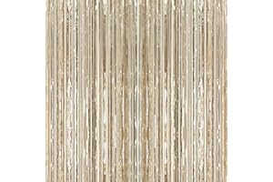 FORLVWOON 2Pack Champange Party Metallic Tinsel Foil Fringe Curtains, 3.2ft x 8.2ft Door Streamer Photo Booth Backdrop for Birthday Graduation Engagement Bridal Shower Bachelorette Baby Shower Party Decorations