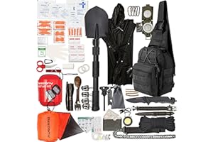 AZZCONY Emergency Survival Kit with First Aid Gears and Supplies - EDC Go Bugout Bag - Get Home Backpack for Camping Outdoor - Tactical Military Molle Pouch Grade - Gift for Man Woman