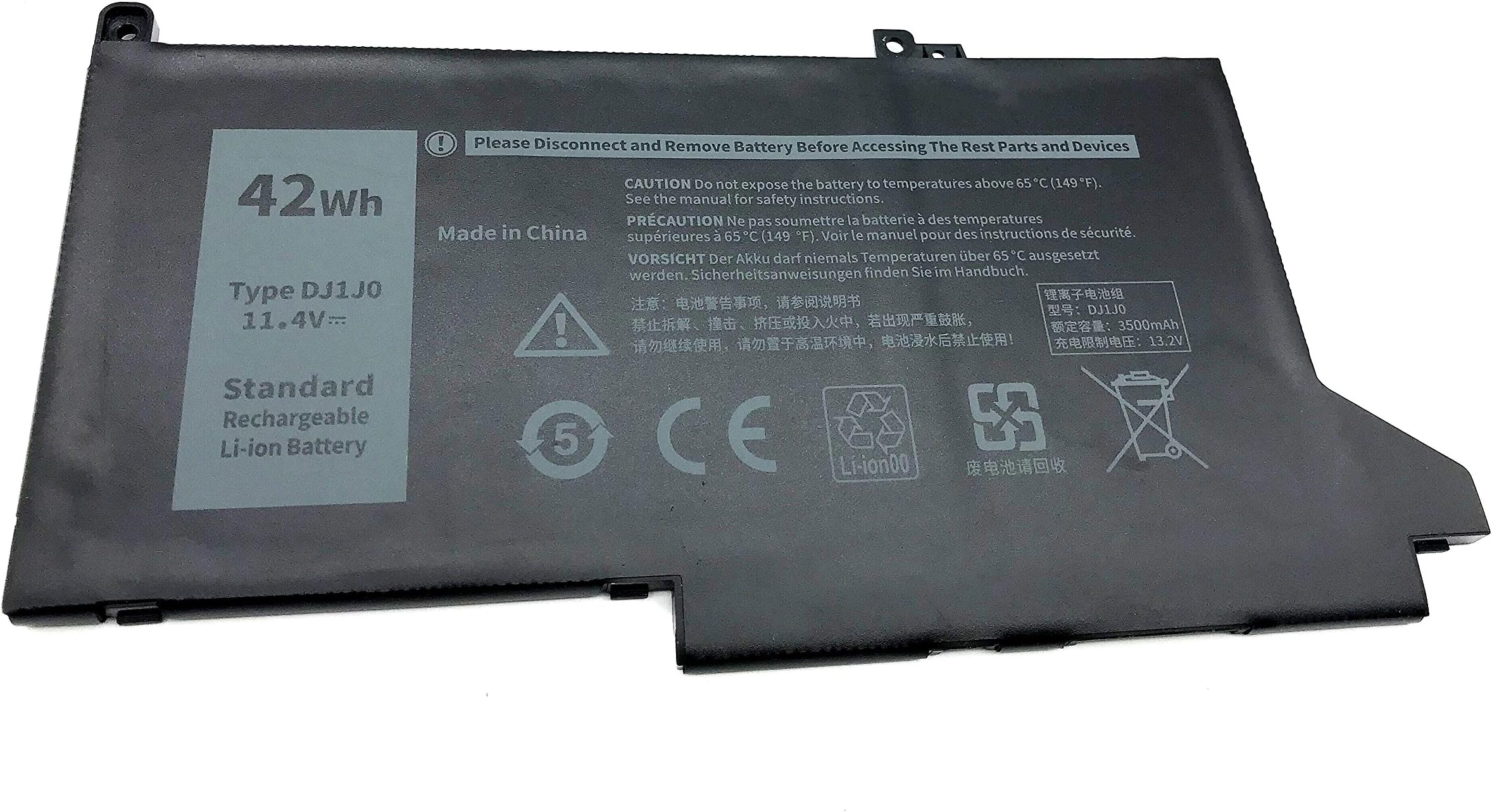 Yafda DJ1J0 11.4V 42Wh New Laptop Battery for Dell Latitude 7280 7480 7380 7290 7390 7490 E7280 E7380 E7480 E7290 E7390 E7490 Series 451-BBZL PGFX4 ONFOH DJ1JO