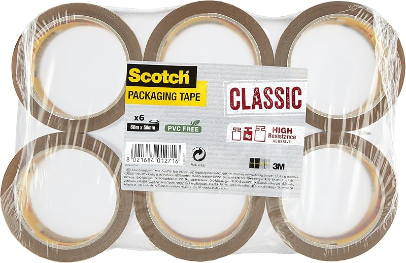 Scotch Packing Tape Brown 6 Rolls Ideal For Boxes Parcels Packaging