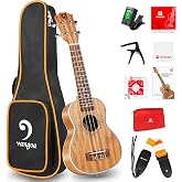 Ukulele Soprano Mahogany 21 Inch Professional Acoustic Ukelele Four String Wooden Hawaiian Uke Beginner Kit for Kids Students Starter Kit, by Vangoa
