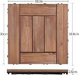 Yaheetech 27 Pcs Decking Tiles 30x30cm Fir Wood Interlocking Brown view 3