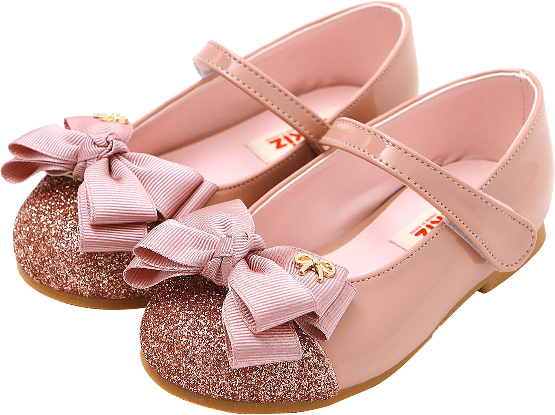Ozkiz Little Girls Casual Mary Jane Flats Dress Shoes with Ribbon