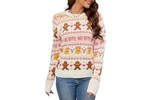 LUBOT 2024 Ugly Christmas Sweater for Women Christmas Cardigans Long Sleeve V Neck/Crewneck Xmas Button Down Knit Sweaters
