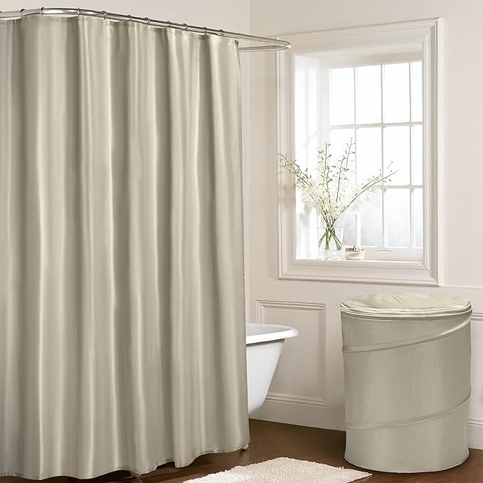 Waterproof Plain Bath Shower Curtain with Eyelets and Plastic Hooks