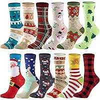 JOYIN 12 Pairs Crew Christmas Holiday Socks for Winter Christmas, Holiday or Birthday Gift