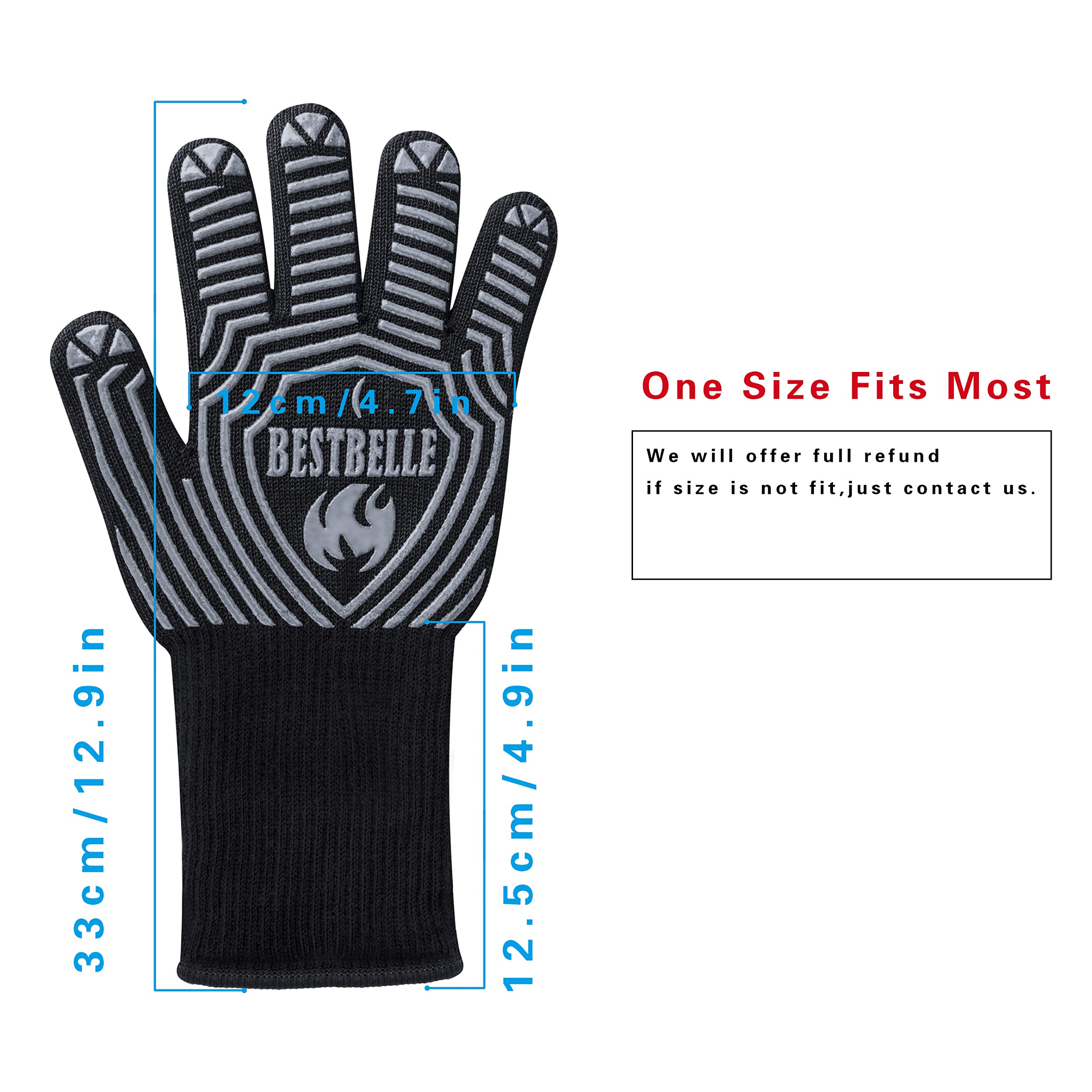 EN407 Certified-Man&Lady Sizes For Choice- BBQ Grill Gloves-932°F Extreme Heat Resistant Non-slip Kitchen Oven Mitts- Top Class Barbecue Gloves-For Cooking, Grilling, Baking(2 gloves included)