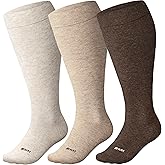 Blicount Cotton Plus Size Compression Socks for Women&Men Wide Calf 15-20 mmHg Knee High Soft Sock for Nurses, Pregnancy