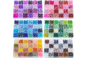 XSEINO About 3600pcs 8mm Glass Beads Making Kit,6Box-144 Colors Dreamy Series Colorful Crystal Beads for Making,DIY Crafts