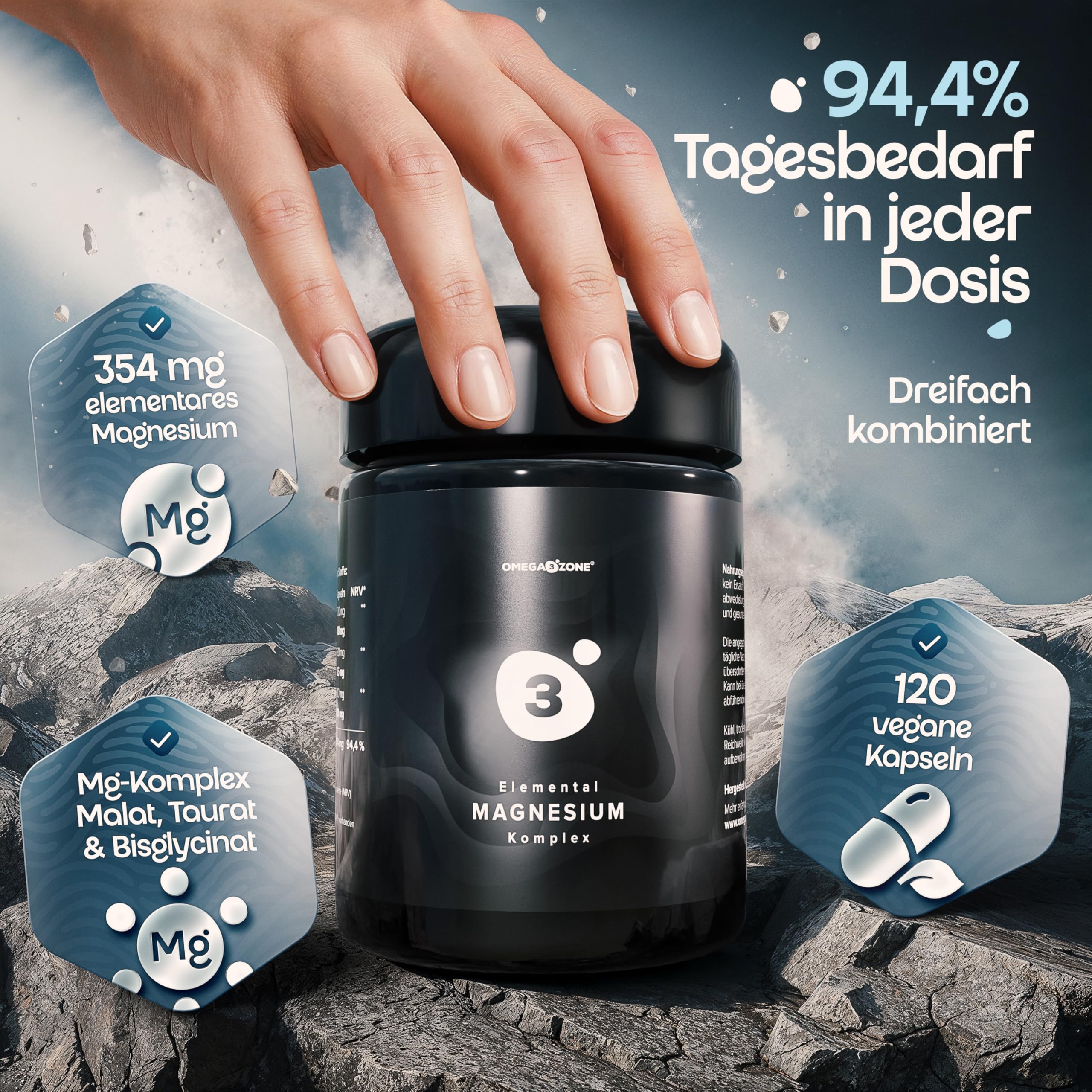 omega3zone Magnesium Komplex | 354 mg elementares Magnesium | 120 Kapseln 2