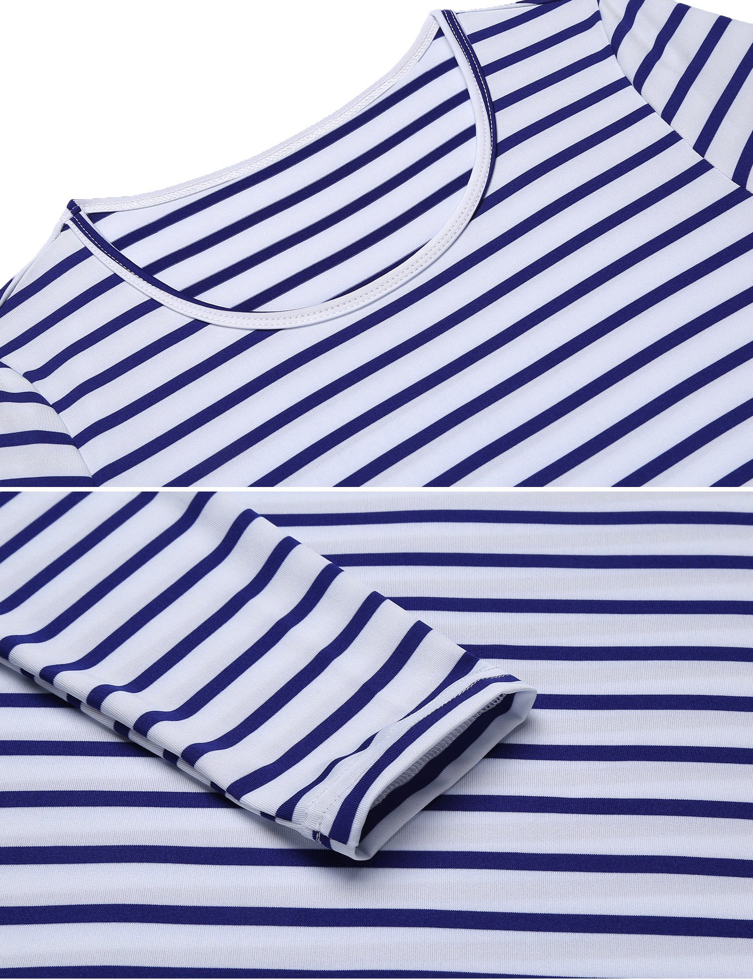 L\'AMORE Damen Basic Shirt Streifen 3/4 Ärmel Oberteil Casual Bluse Longshirt