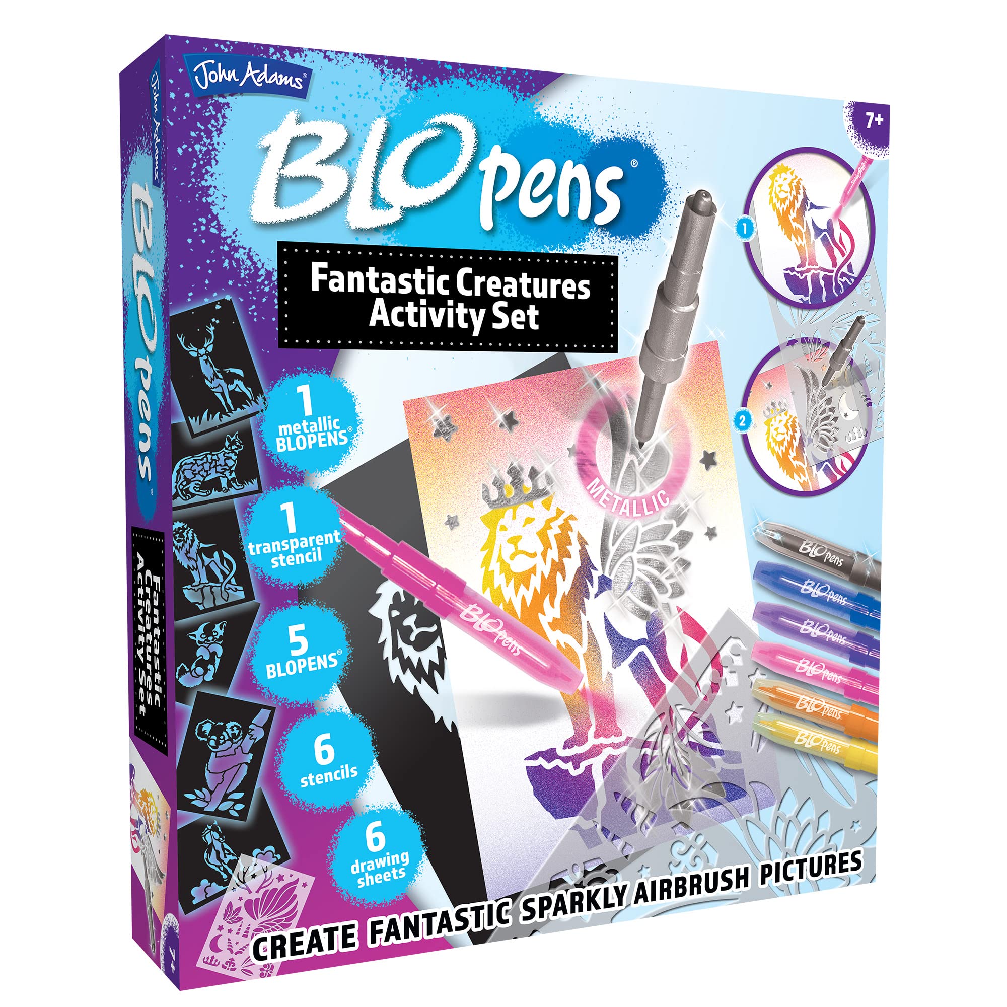 John Adams | BLOPENS Fantastic Creatures Activity Set: Create fantastic airbrush pictures with metallic effects | Arts & crafts | Ages 7+