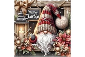 NEGEKFKX Gnome Stamped Cross Stitch Kits for Adults -Christmas Embroidery Kits for Beginners Adults,11 CT Patterns Dimensions Counted Cross Stitch Kits for Adults Arts Craft 14x14 inch